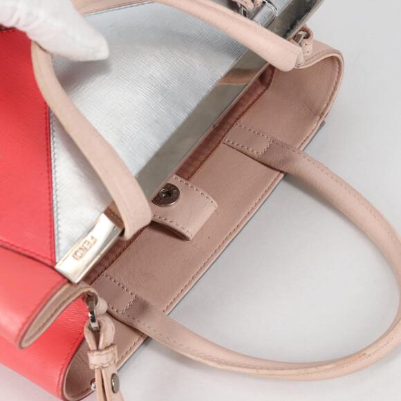FENDI Petite 2jours Hand Bag Leather Beige Silver - Picture 7 of 14
